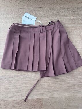 Acne Studios Pleated Miniskirt with Belt in Antique rose